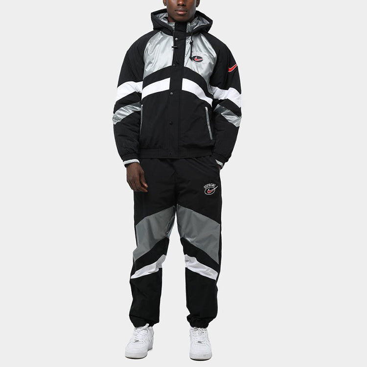 Supreme SS19 x Nike Hooded Sport Jacket Crossover waterproof Nylon hooded track Jacket Unisex Silver - 7