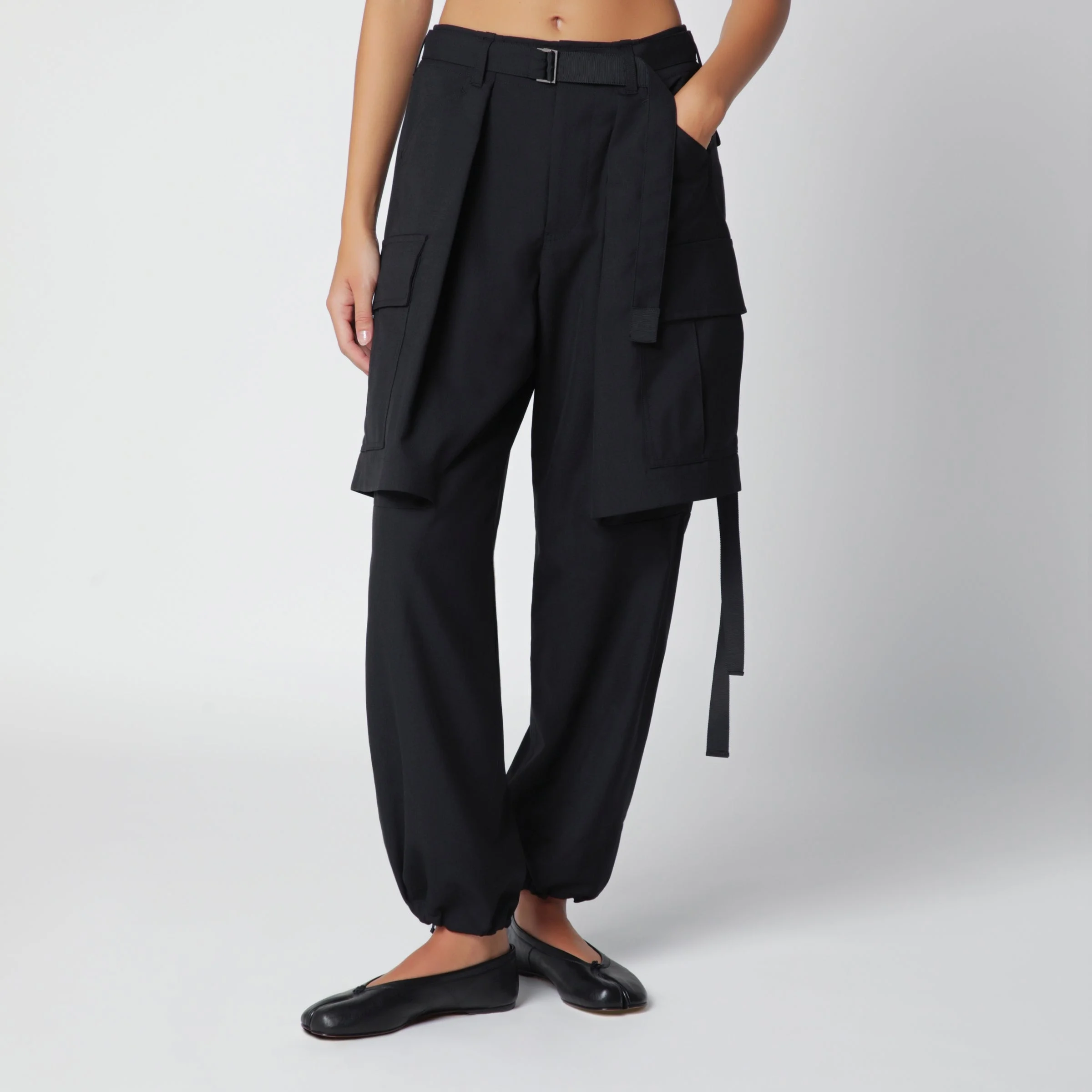Wool-blend cargo trousers - 1
