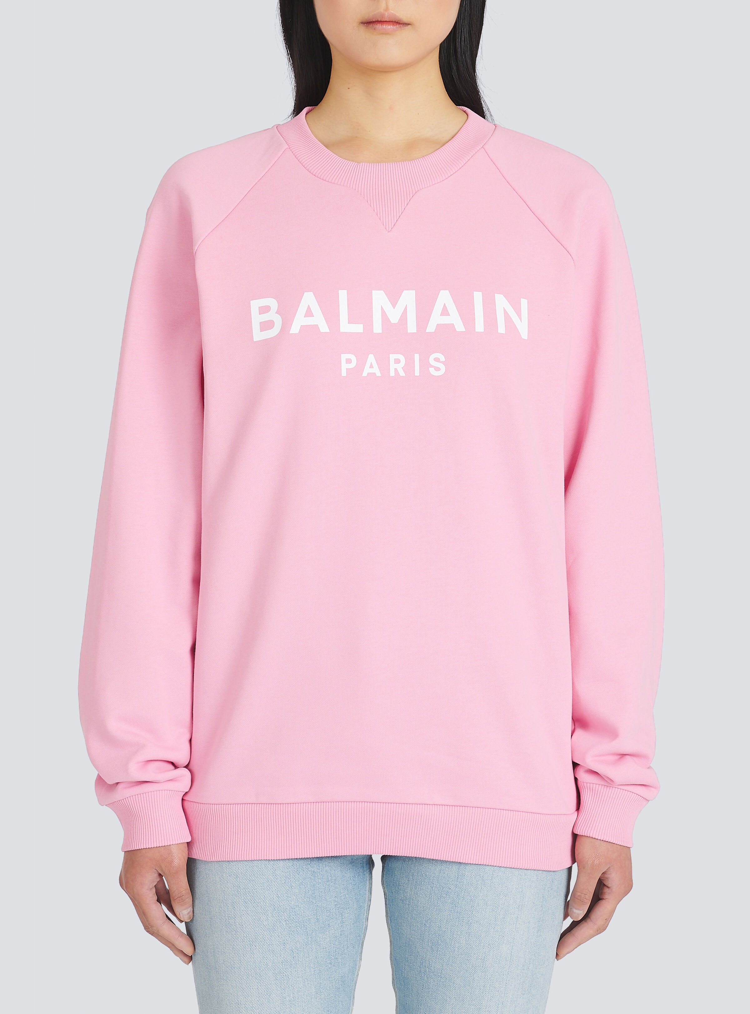 Eco-designed cotton sweatshirt with Balmain logo print - 6