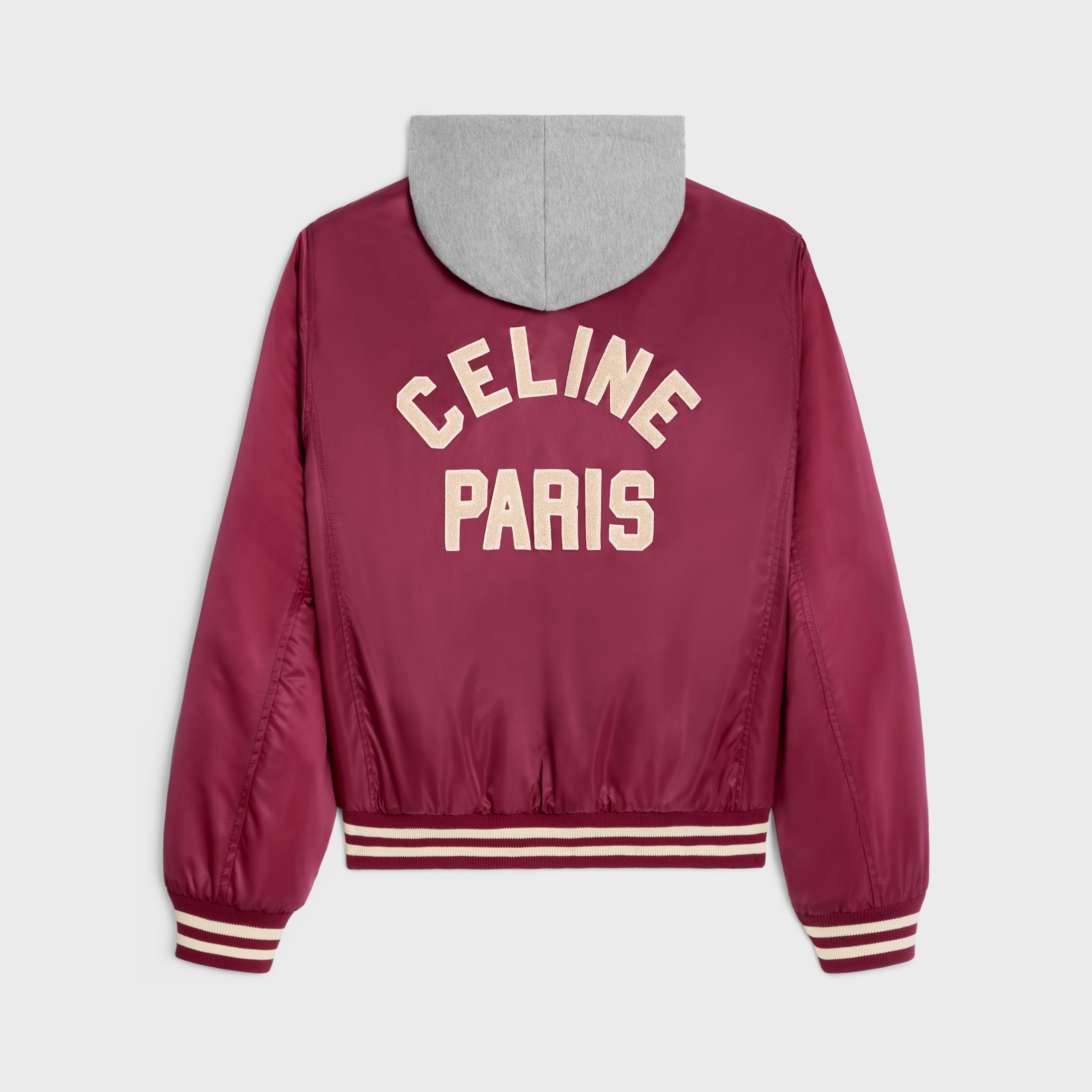 oversized hooded teddy jacket in nylon - 2