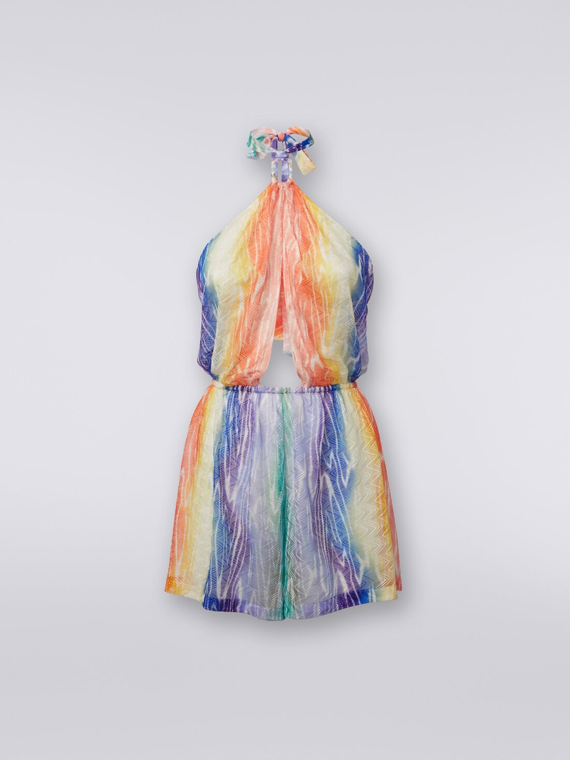 Short tie-dye print cover up jumpsuit 1