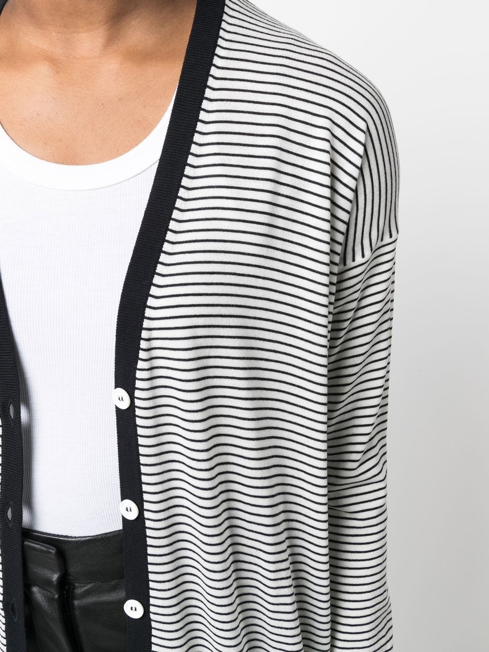 stripe-print button-up cardigan - 5