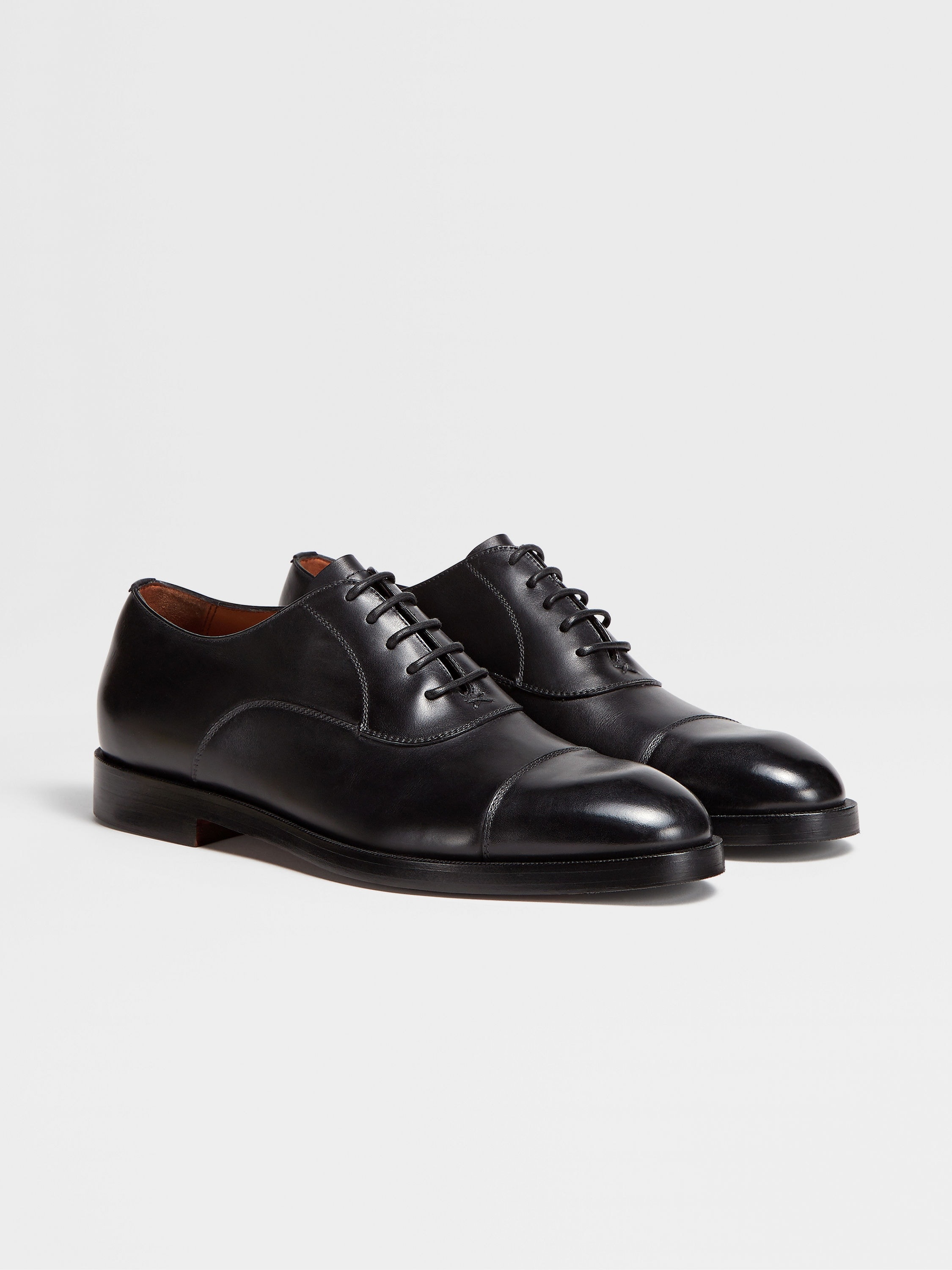 BLACK LEATHER TORINO OXFORD SHOES - 3
