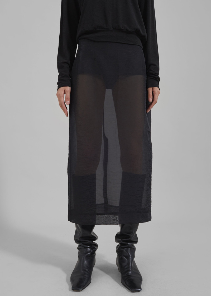 Yara Sheer Midi Skirt - Black 4