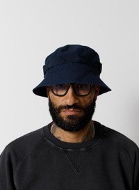 Nigel Cabourn Nam Bucket Hat (Cotton Ripstop) in Black Navy 