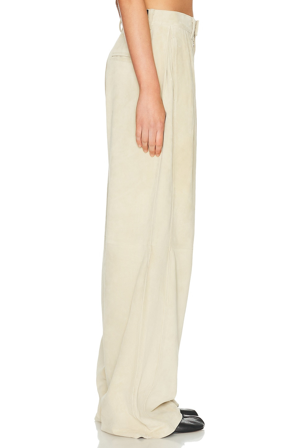 Pleated Wide Leg Leather Pant - 3