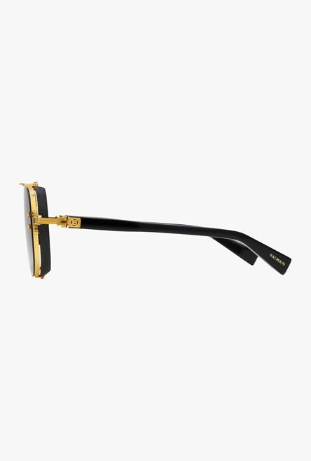 Black and gold-tone titanium Captaine sunglasses - 3