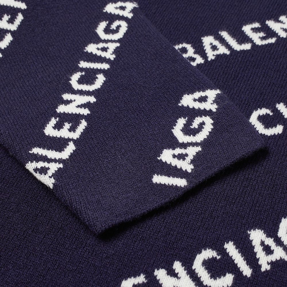 Balenciaga All Over Logo Intarsia Crew Knit - 3