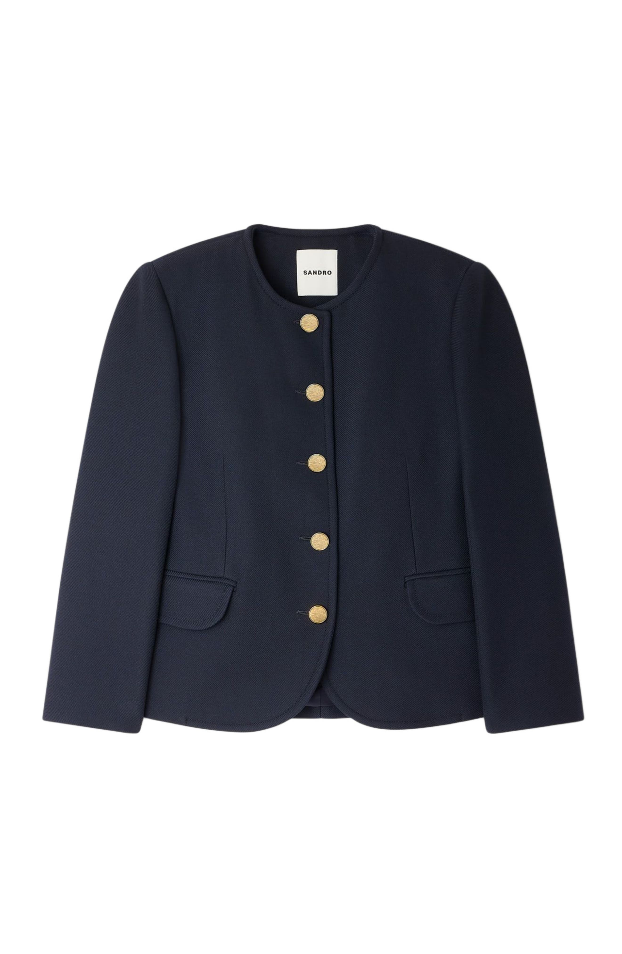 SANDRO Round collar jacket in Navy Blue at Nordstrom - 5