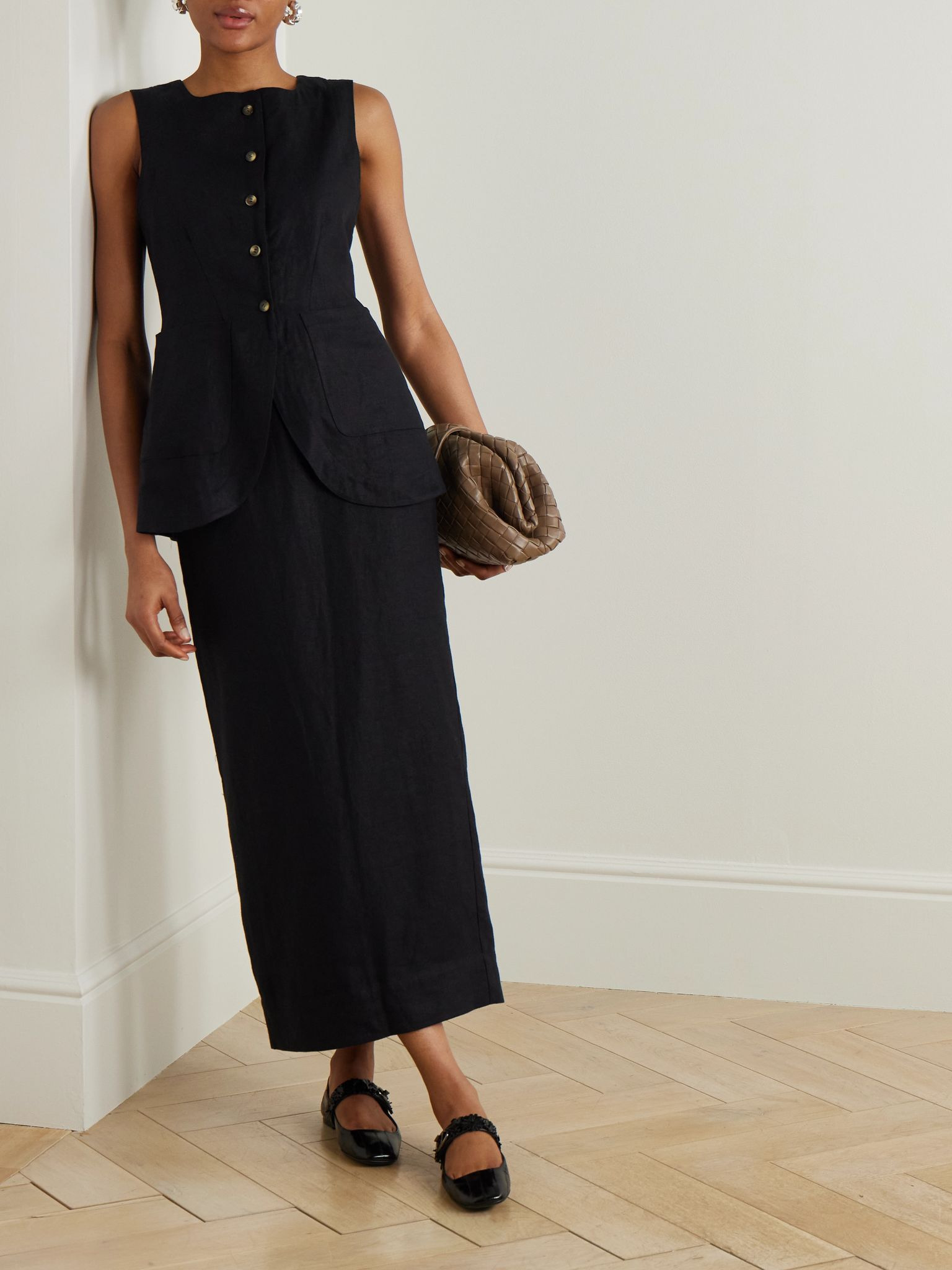 Emma linen midi skirt Black - 2