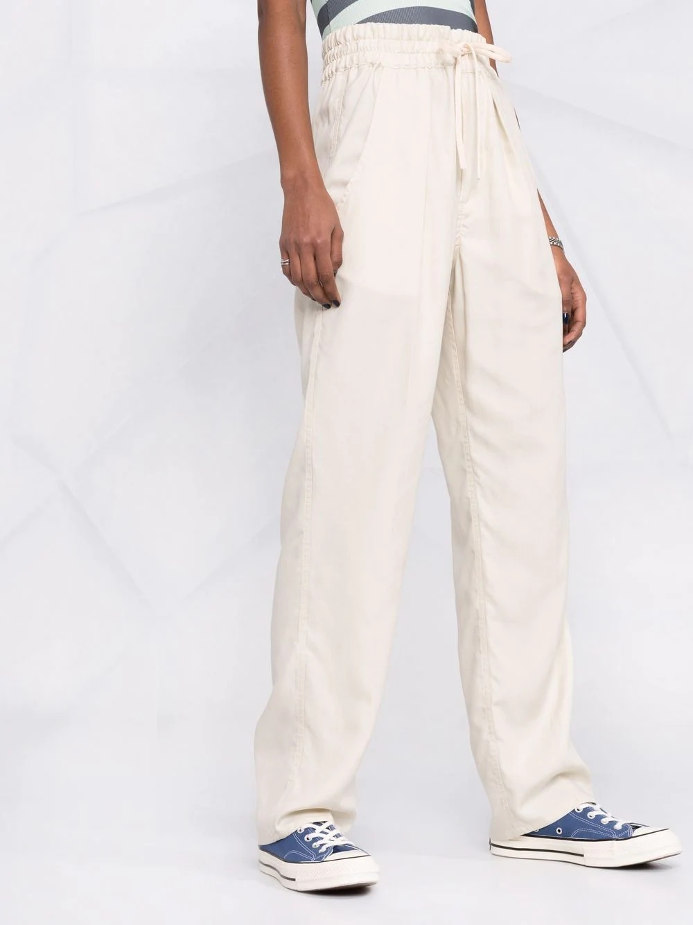 drawstring-waist cotton track pants - 3