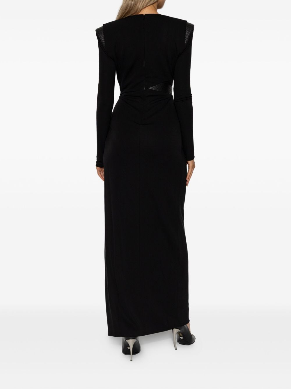 shoulder-pad slit maxi dress - 4