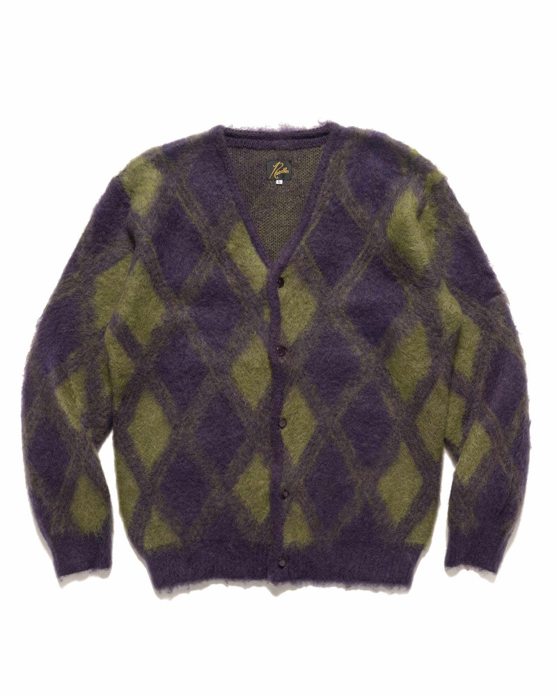 Mohair Cardigan - Argyle Purple 1