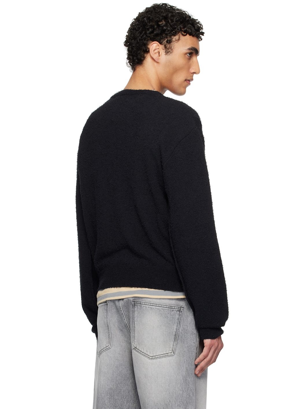 Black Phrase Knit Sweater - 3