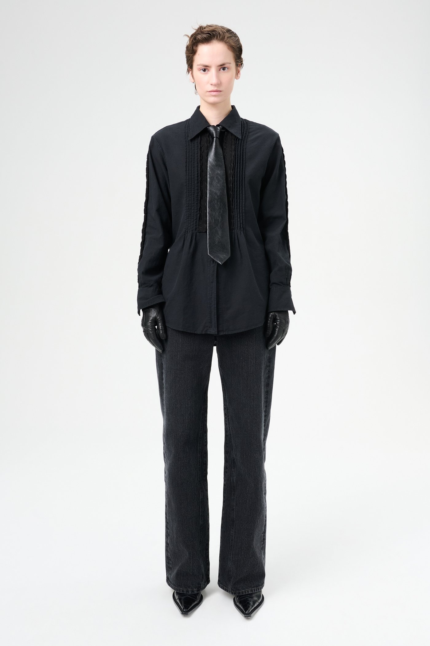 Sincere Shirt Pleated Black Kitchen Weave - 2