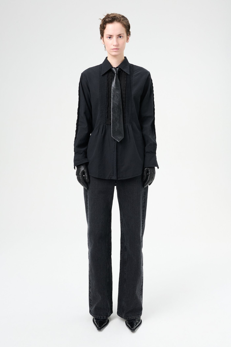Our Legacy Sincere Shirt Pleated Black Kitchen Weave outlook