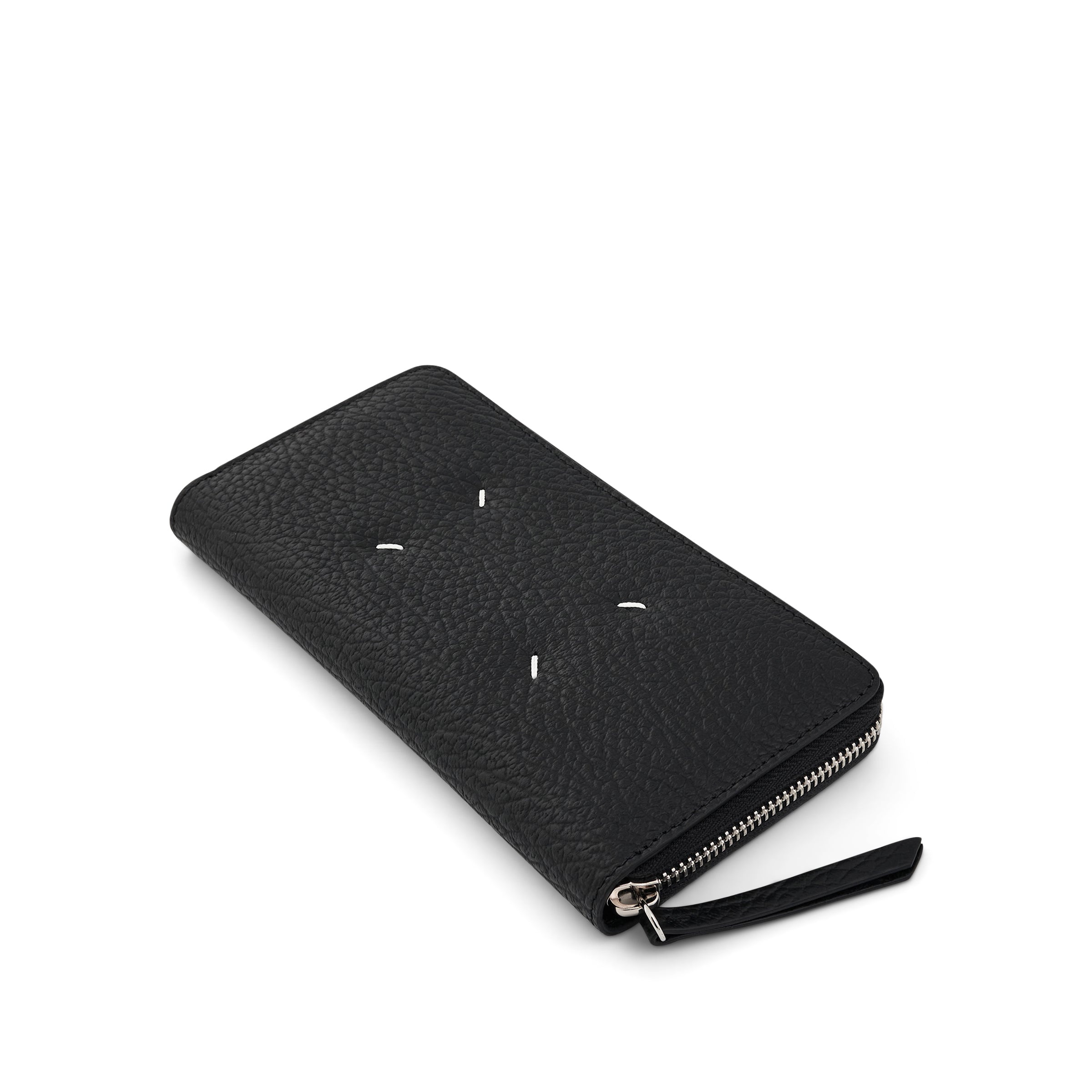 Four Stitches Zip Around Wallet in Black - 3