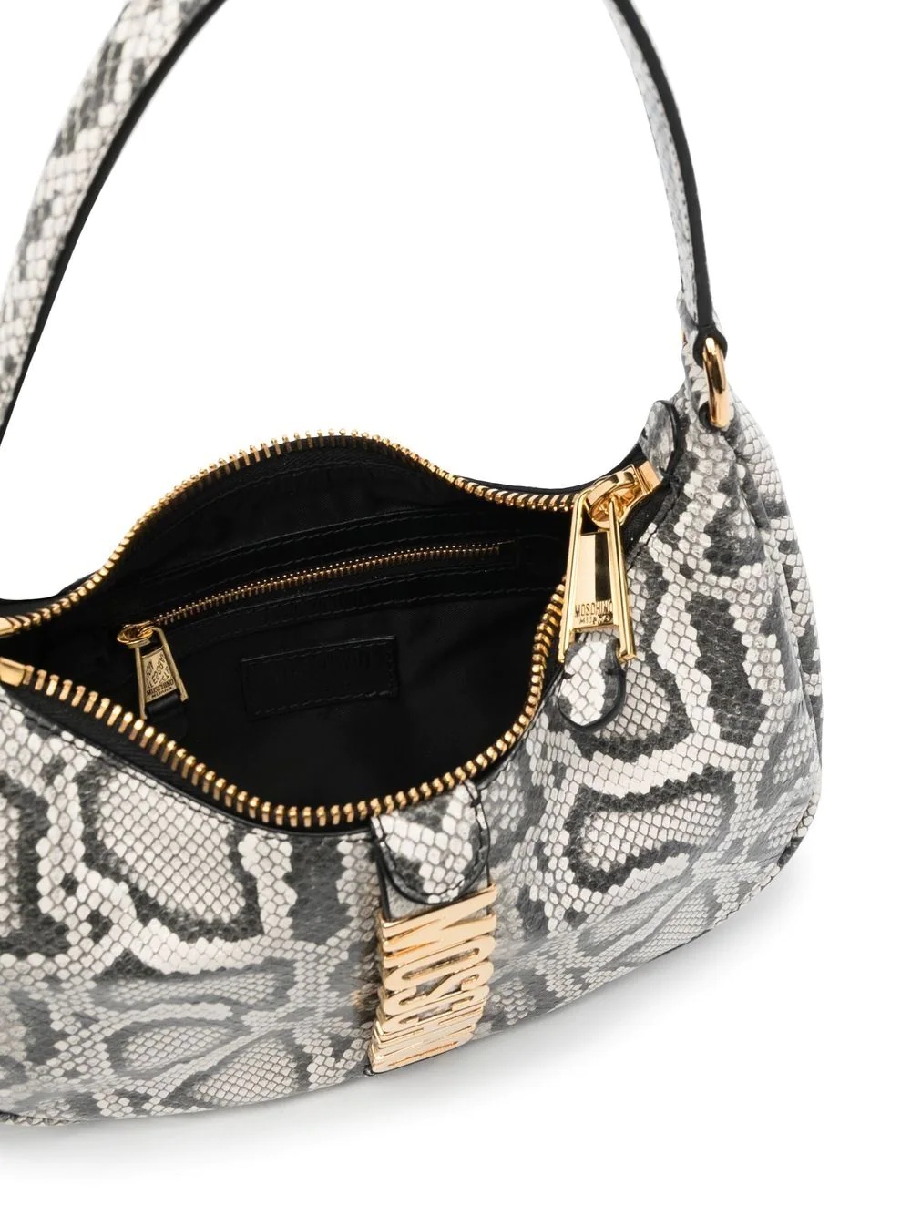 snakeskin-effect leather shoulder bag - 5