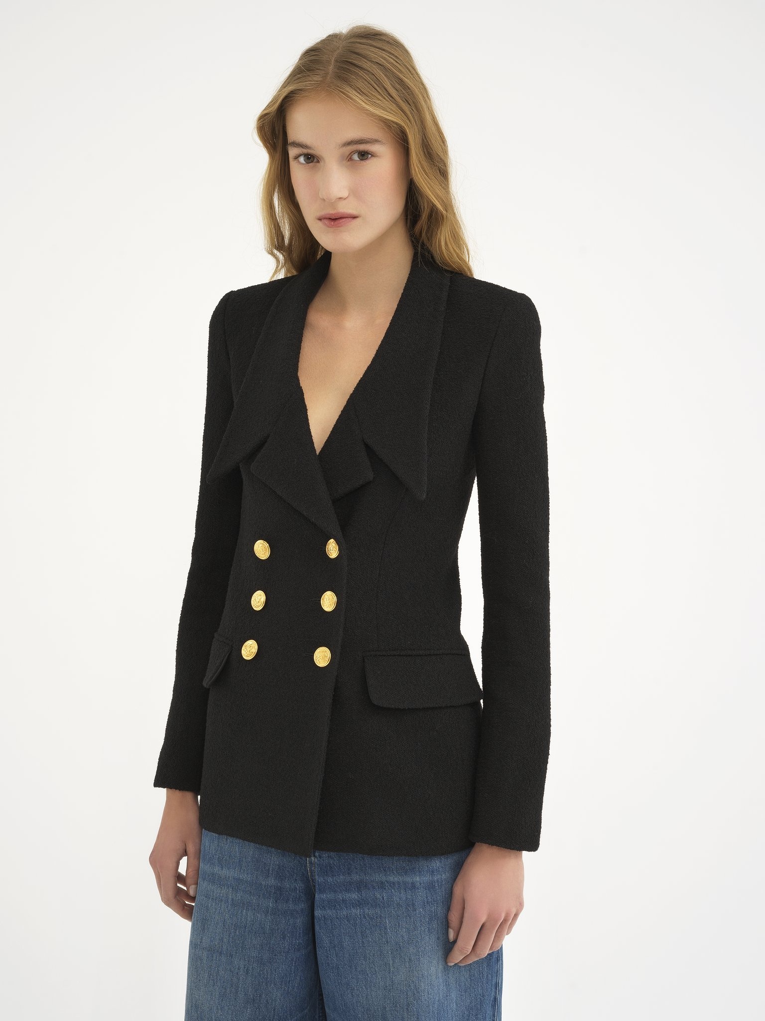 DOUBLE-BREASTED CARDIGAN JACKET IN MICRO BOUCLETTE WOOL - 4
