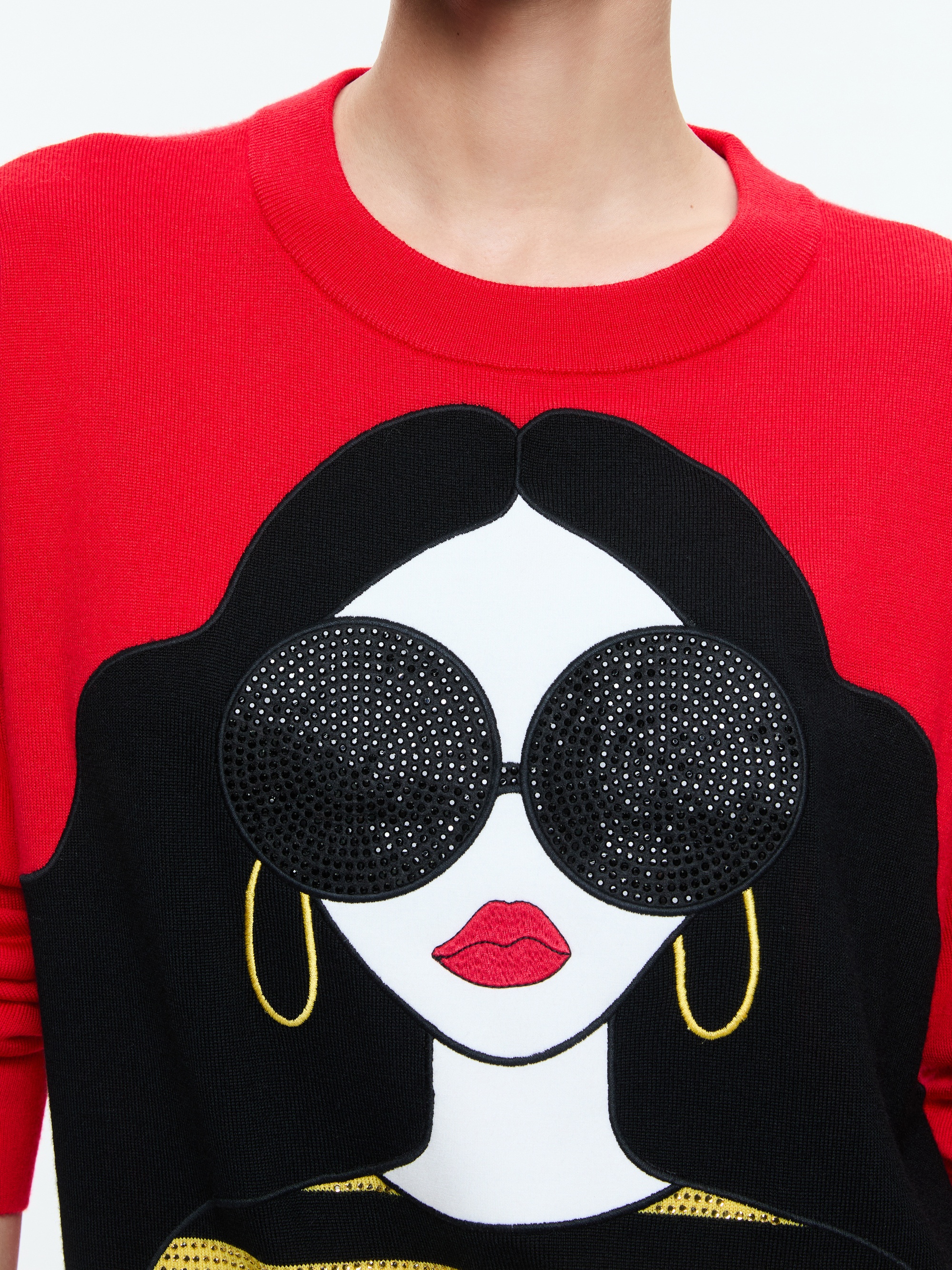 GLEESON APPLIQUE STACEFACE BOXY LONG SLEEVE PULLOVER - 5