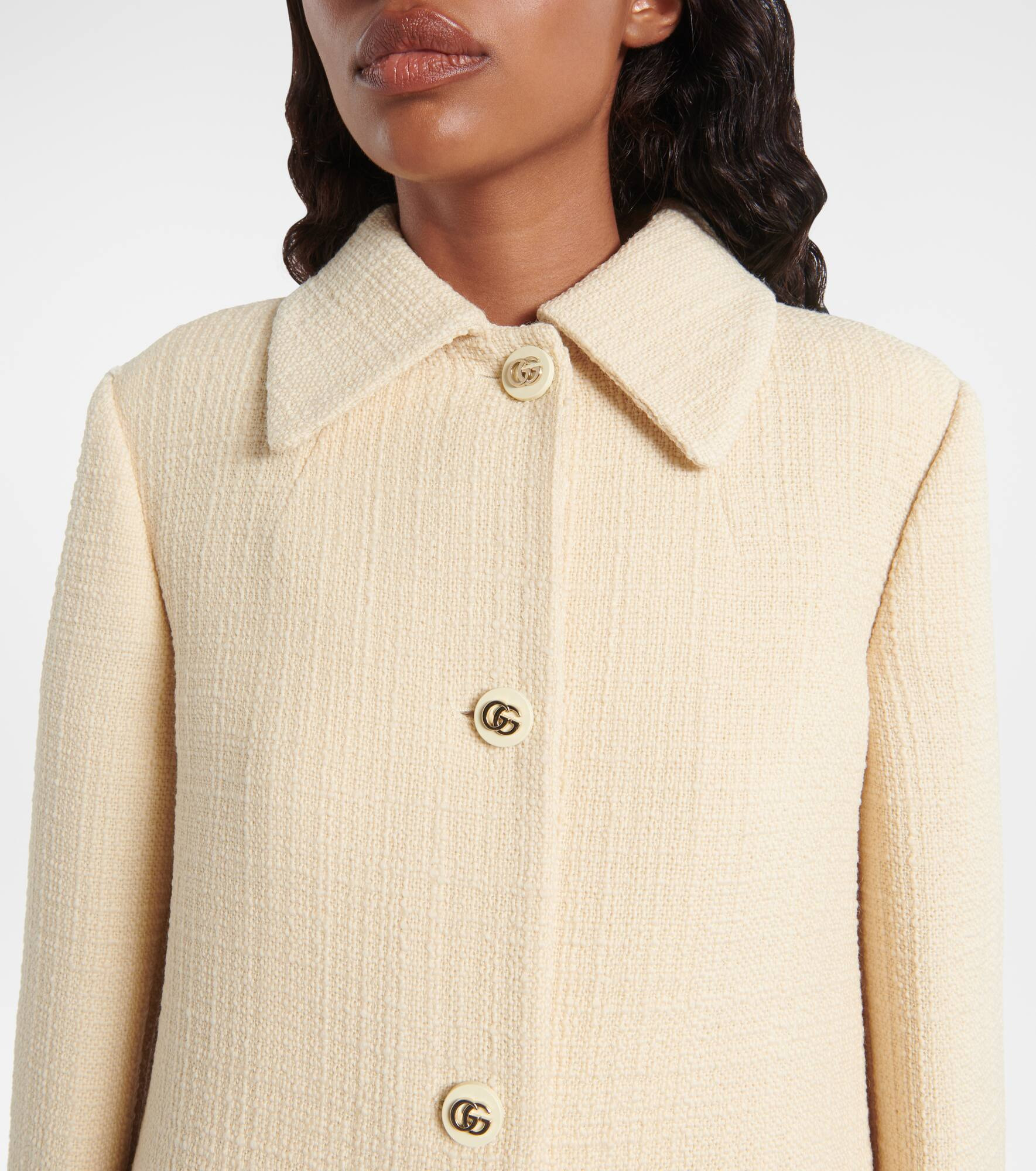 Double G wool-blend tweed coat - 4
