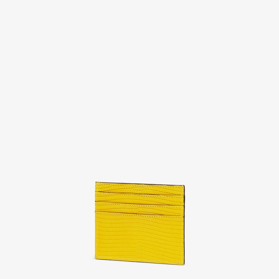 Yellow lizard leather card holder - 2