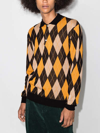 BEAMS PLUS Argyle knit polo shirt outlook