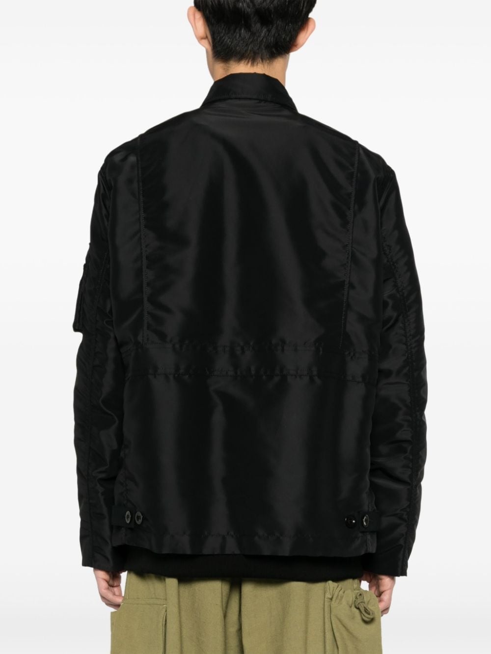 contrasting-trim layered bomber jacket - 4
