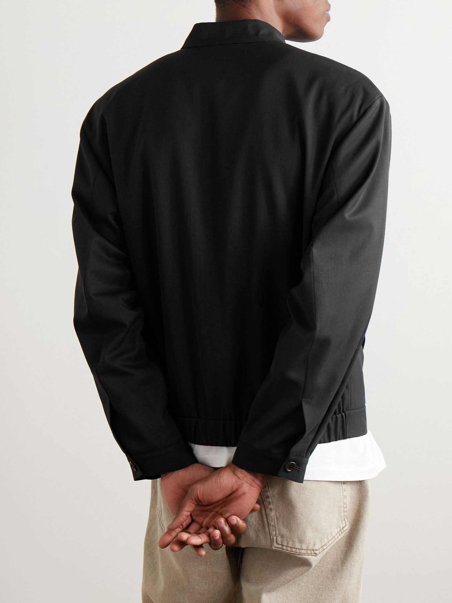 Striped Wool-Blend Jacket Black - 3