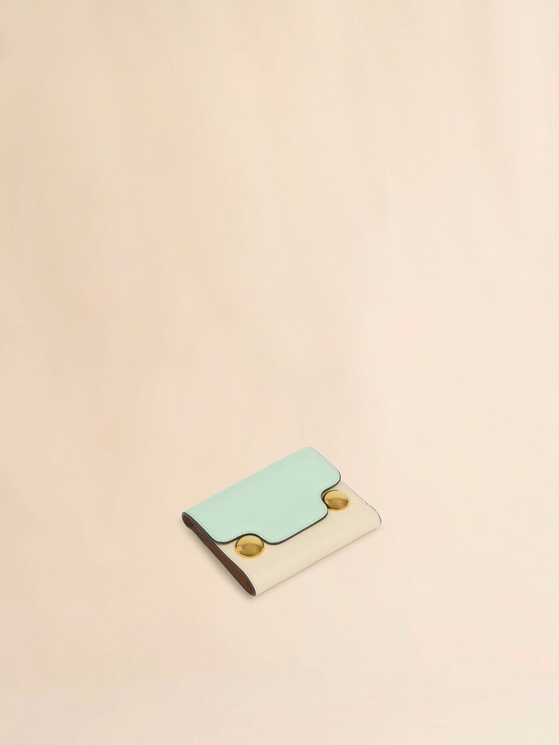 Marni VERDE CREAM AND BROWN LEATHER TRUNKAROO TRIFOLD WALLET outlook