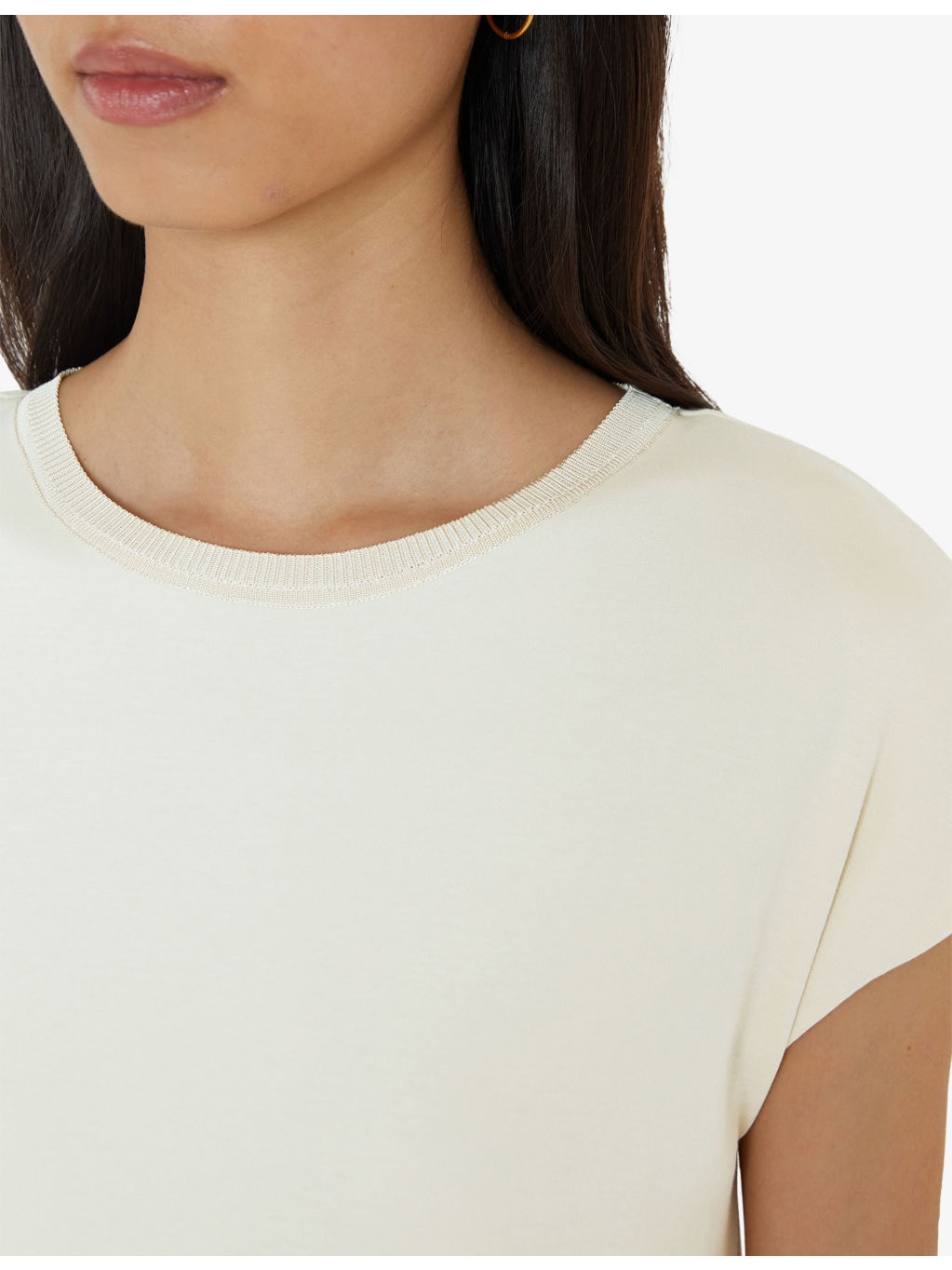 Cap-Sleeve A-line Cotton Poplin-Jersey Midi Dress - 4