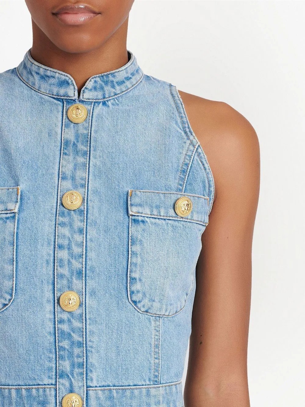 denim fitted mini dress - 5