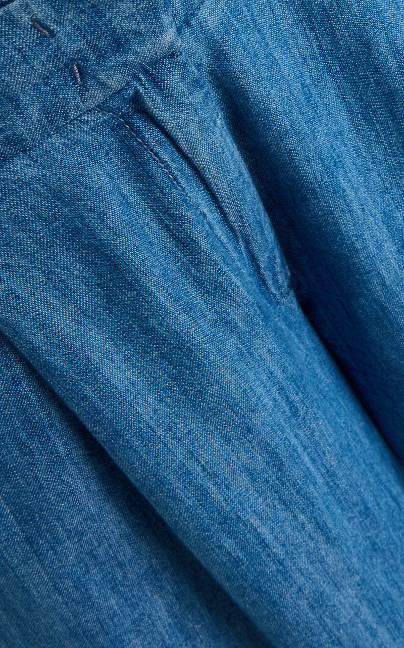 Another Tomorrow Exclusive Cotto Chambray Wide-Leg Pants medium wash outlook