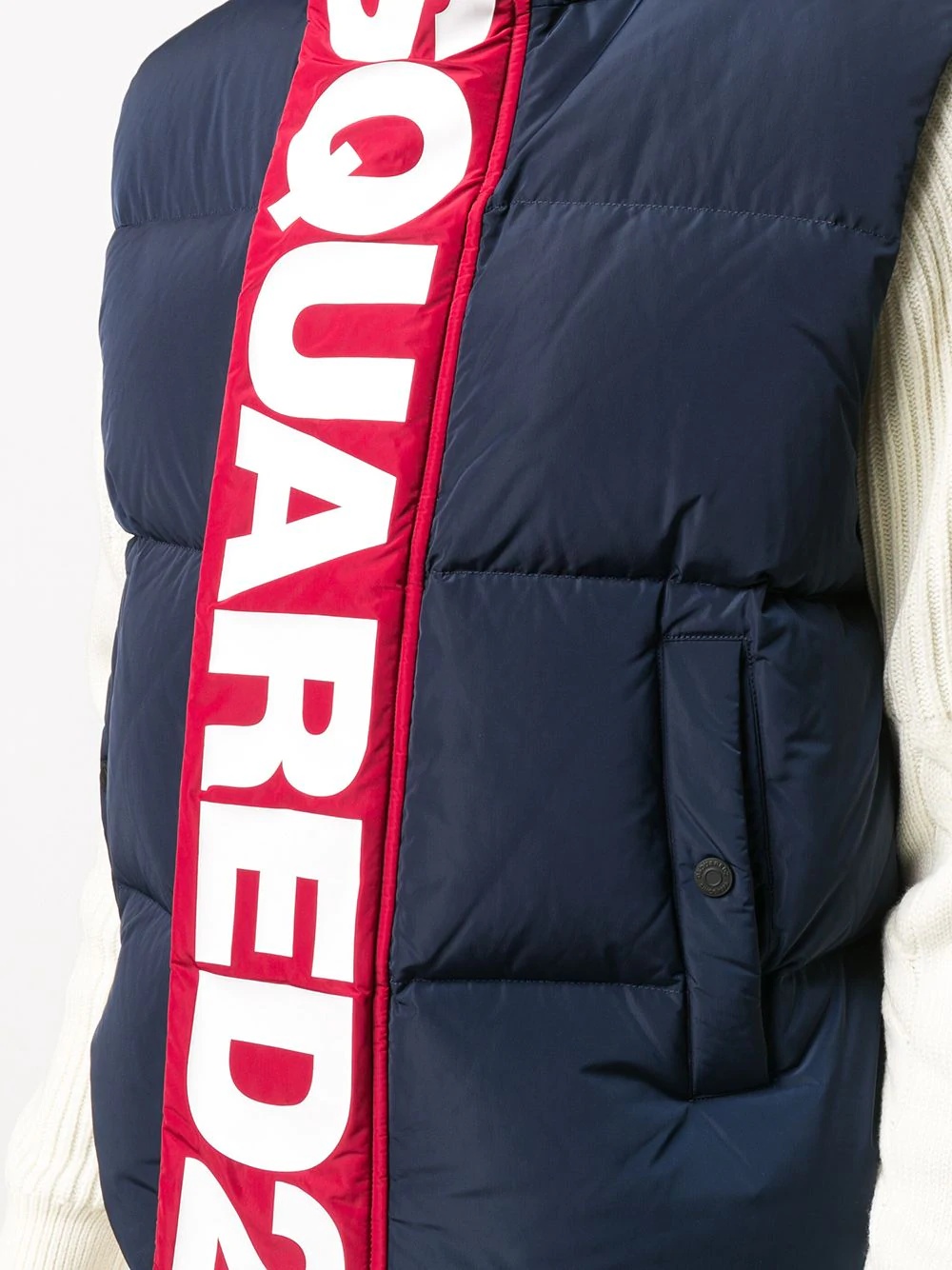 padded logo print gilet - 5