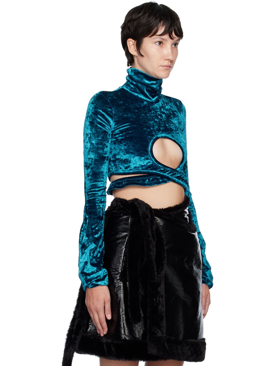 Blue Wrap Loop Turtleneck - 2