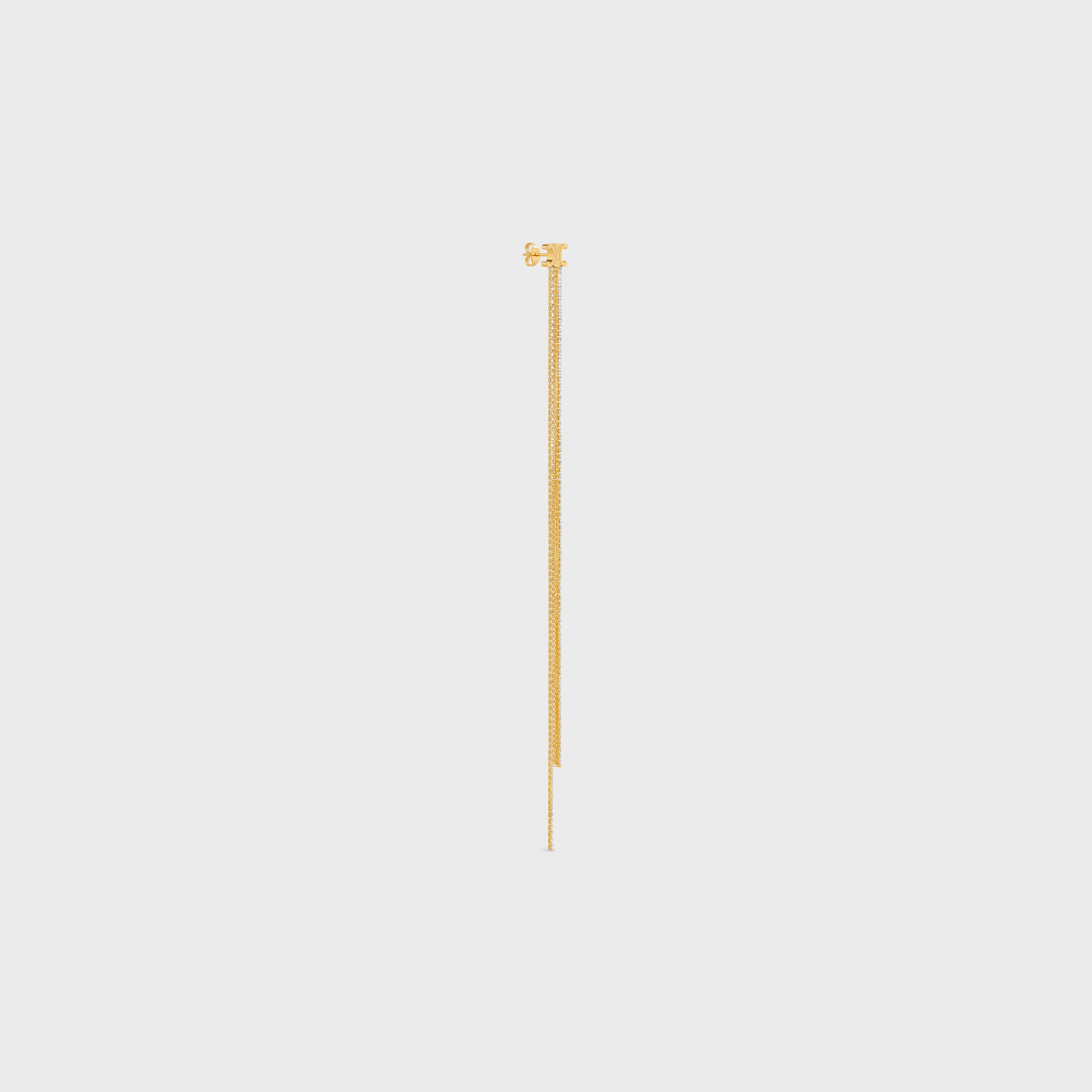 Triomphe Long Earring in Brass with Gold Finish and Strass - 2