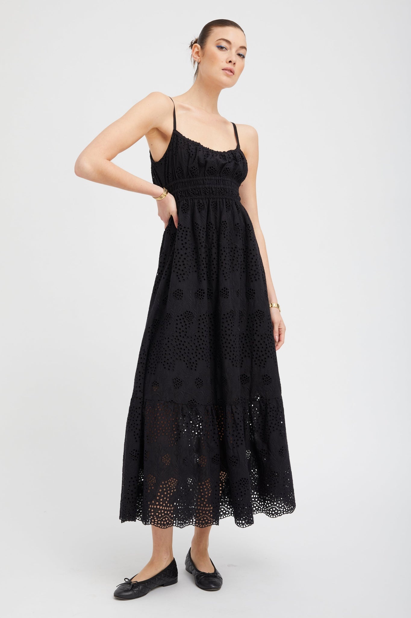 BLACK EYELET ALI MAXI DRESS - 2