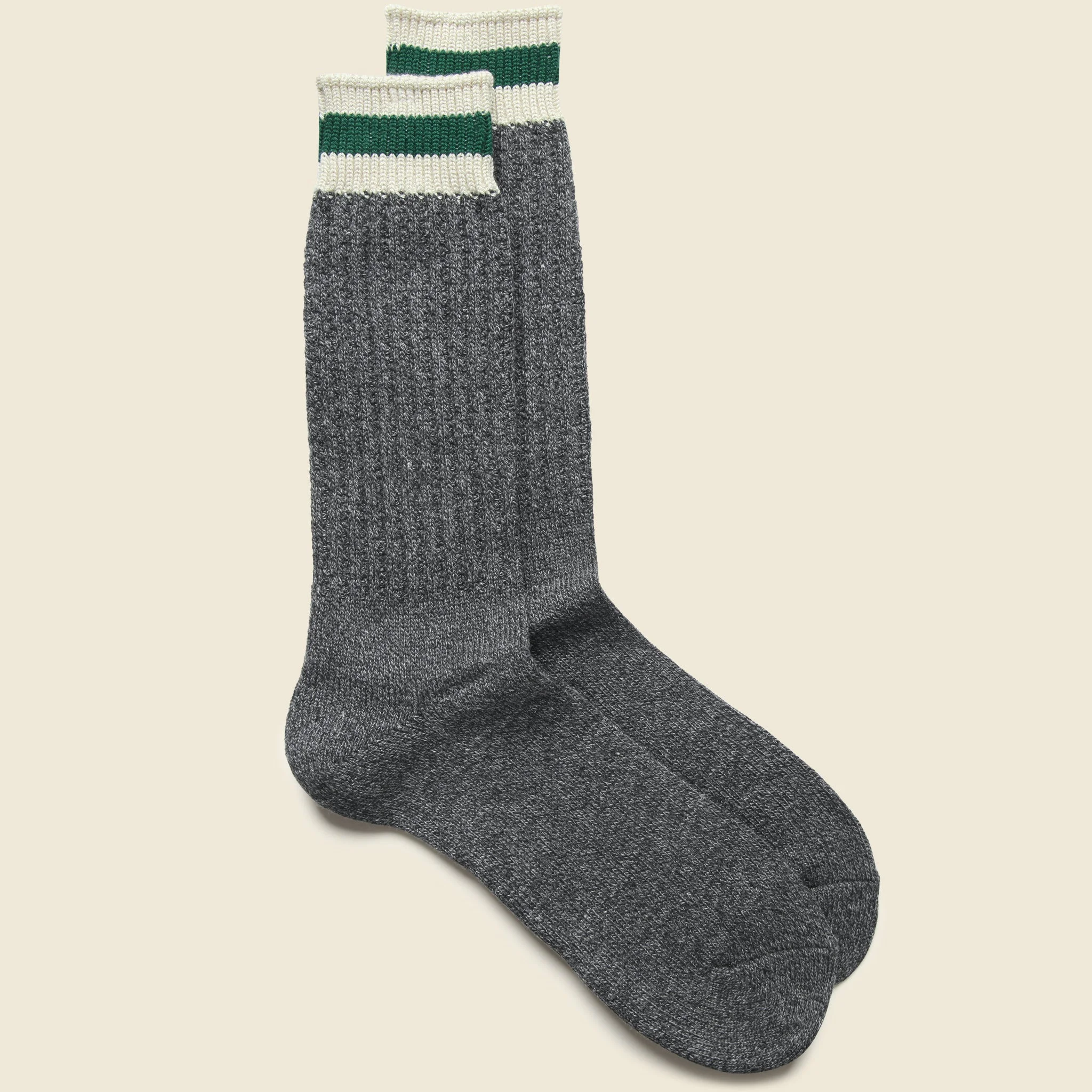 Tuck Cuff Stripe Crew Sock - Charcoal - 1