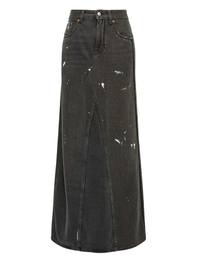 paint-splatter denim skirt 1