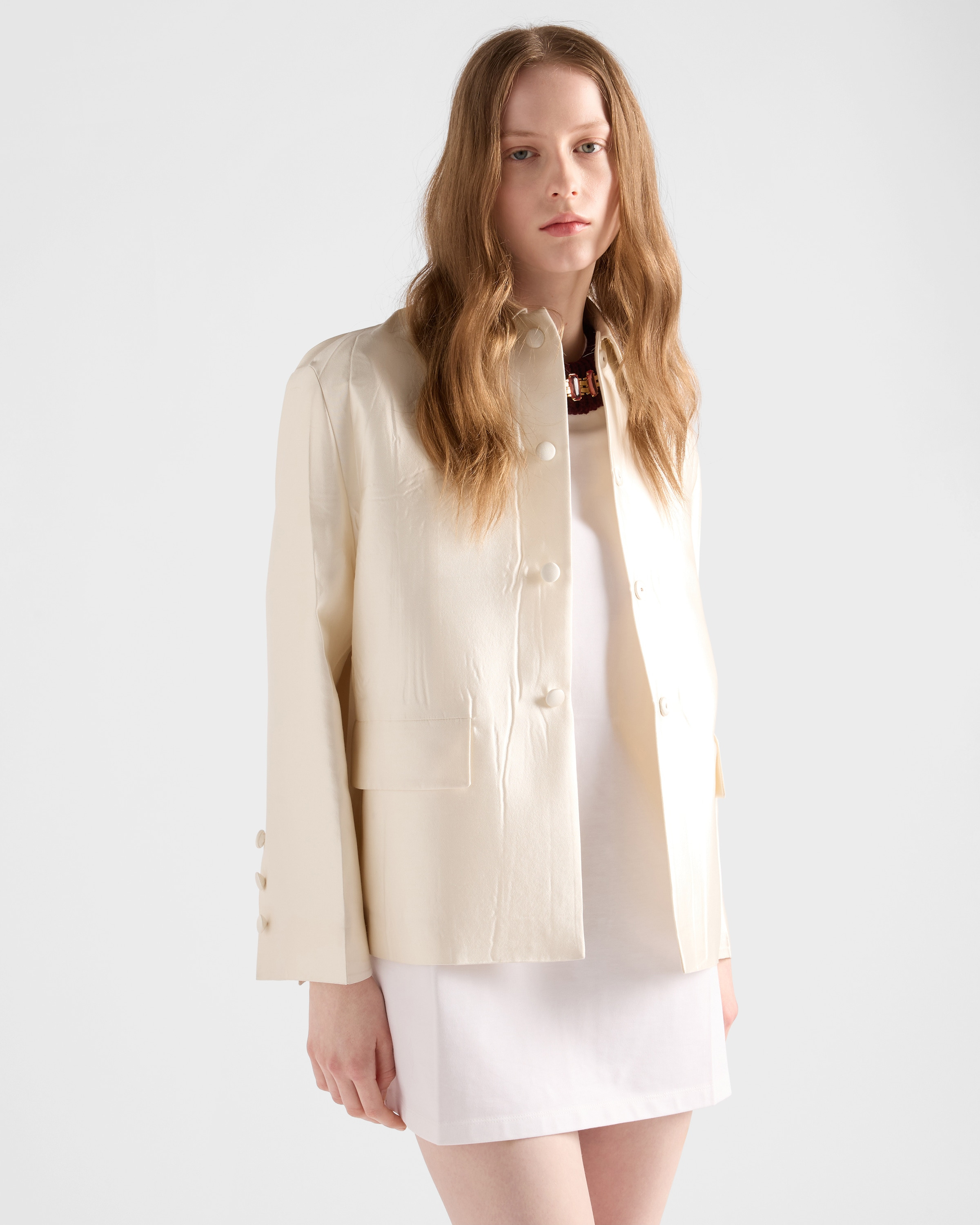 Single-breasted silk and wool jacket - 3