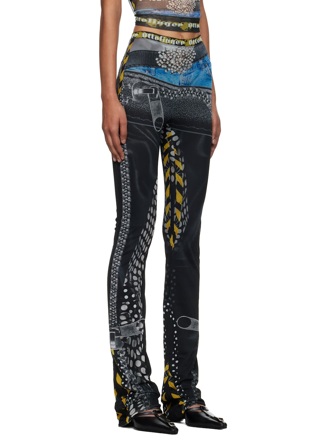 Black & Off-White Mesh Lounge Pants - 2