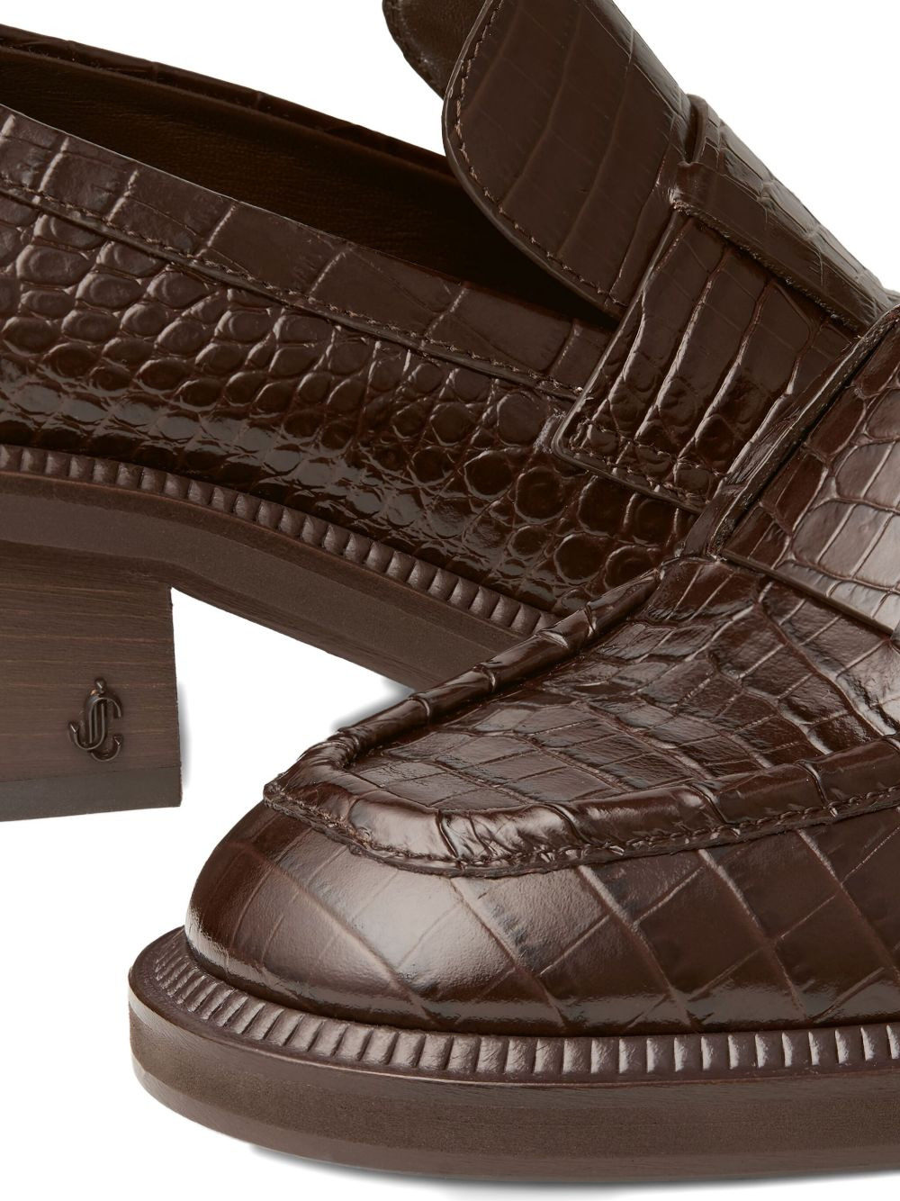 50mm Tylor crocodile-effect leather loafer pumps - 3