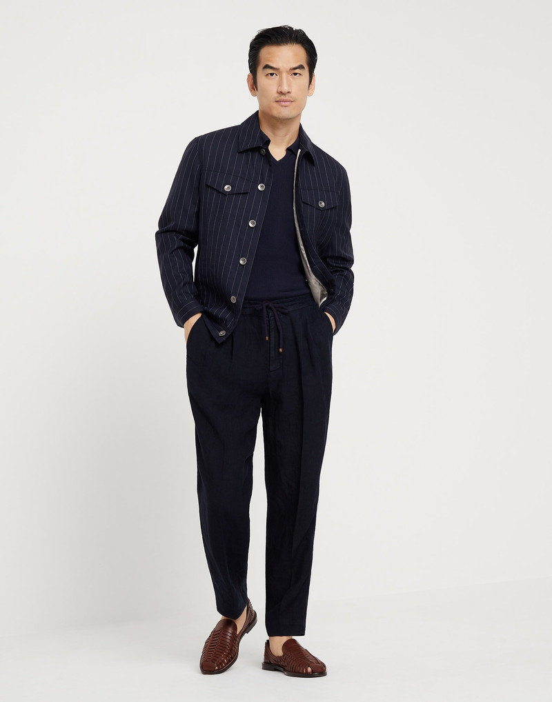 Virgin wool chalk stripe four-pocket jacket 5