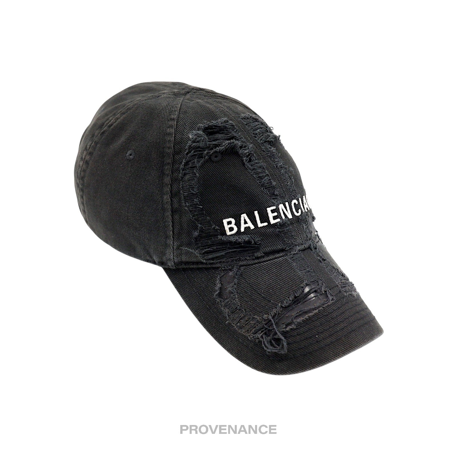 Balenciaga Embroidered Logo BB Lazer Destroyed Cap Black - 3