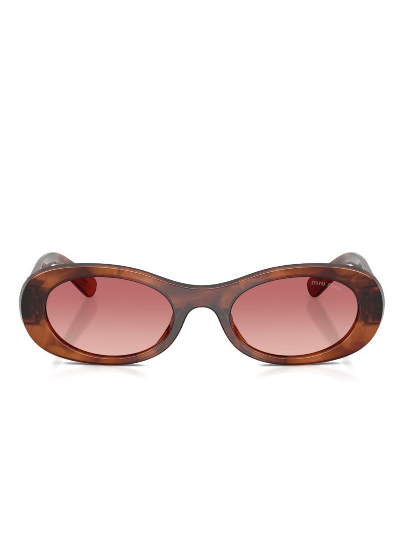 tortoiseshell-pattern oval-frame sunglasses 1