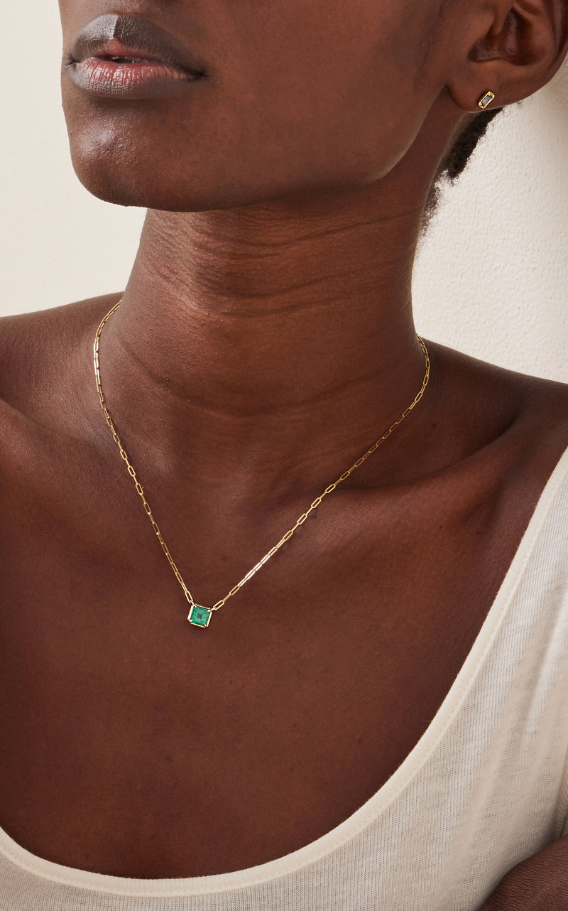 ILA Tracer 14K Yellow Gold Emerald Necklace green outlook
