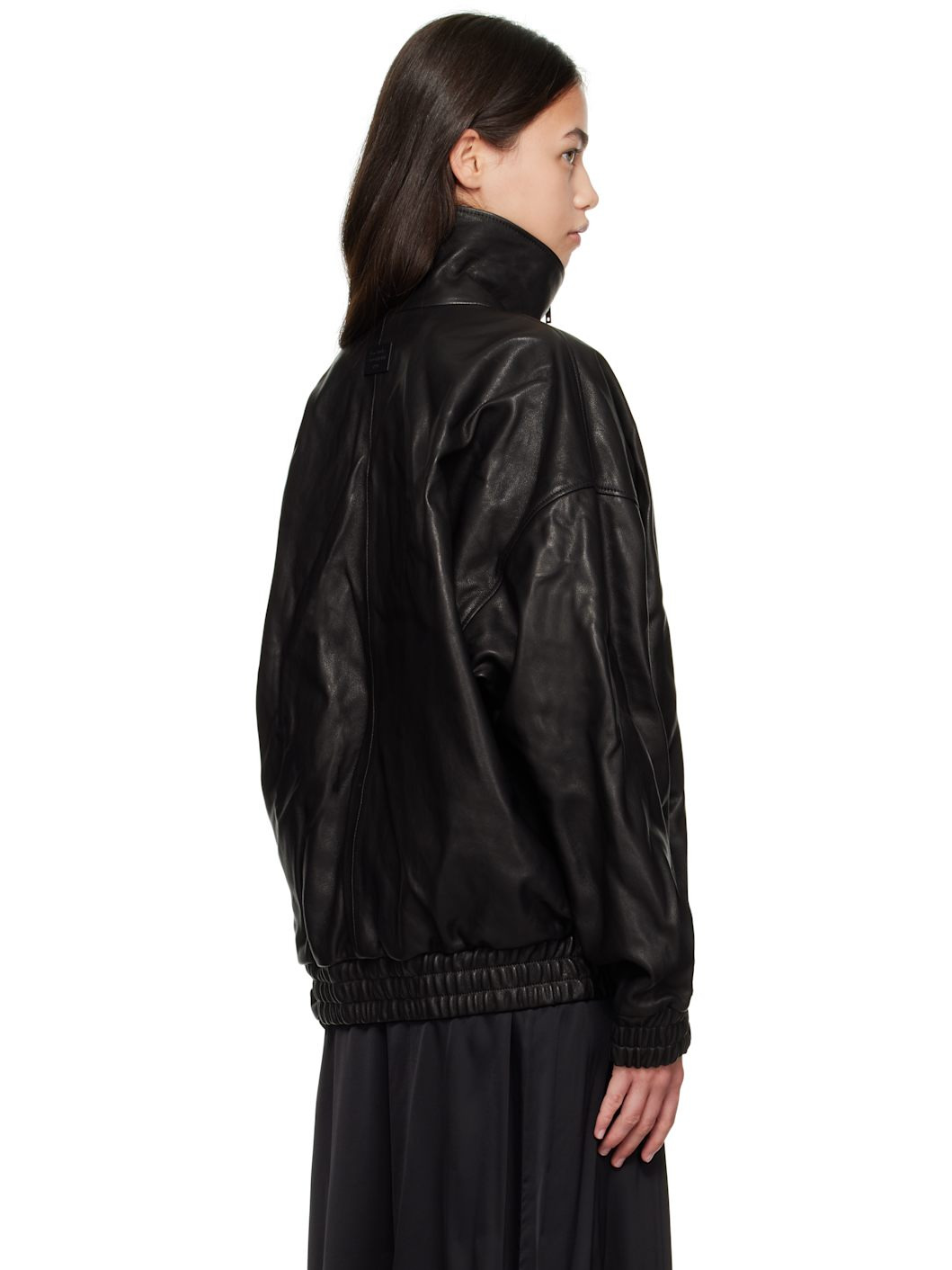 Black Zip Leather Jacket - 3
