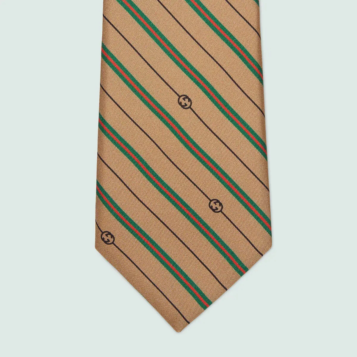 Silk tie with Interlocking G print - 3