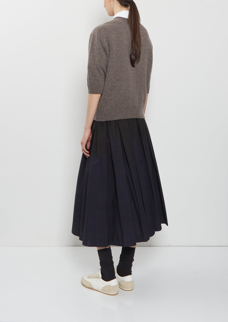 MARGARET HOWELL Short Sleeve Cashmere Cotton Cardigan — Elk outlook