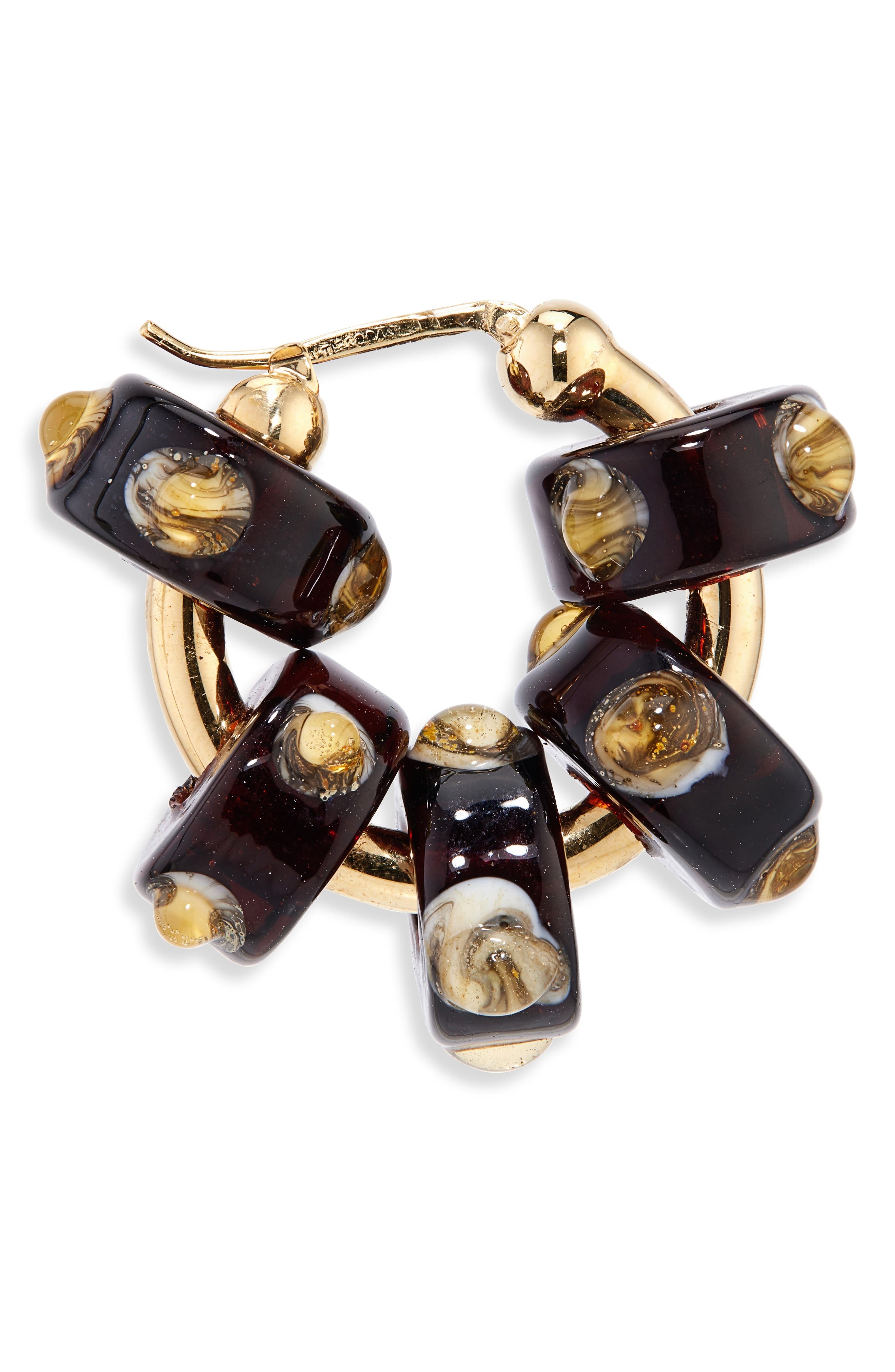 Bottega Veneta Glass Beaded Hoop Earrings in Burnt Orange/Off White at Nordstrom - 5